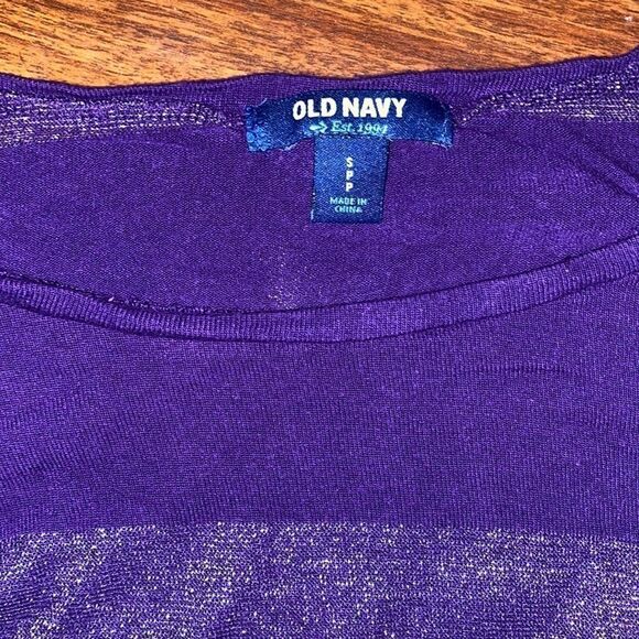 Old Navy Purple Striped Shimmery Top Long Sleeve - Picture 2 of 4